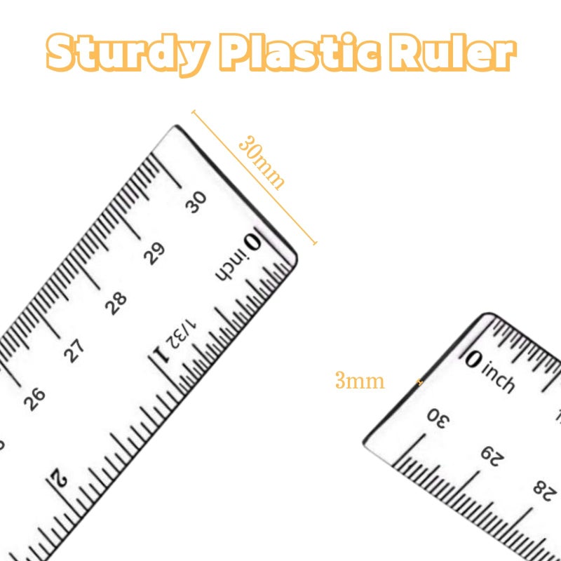 EACOZY Plastic Ruler, 12 Inch Clear Plastic Ruler, Centimeter, Millimeter and Inches, Pack of 2 - Image 4